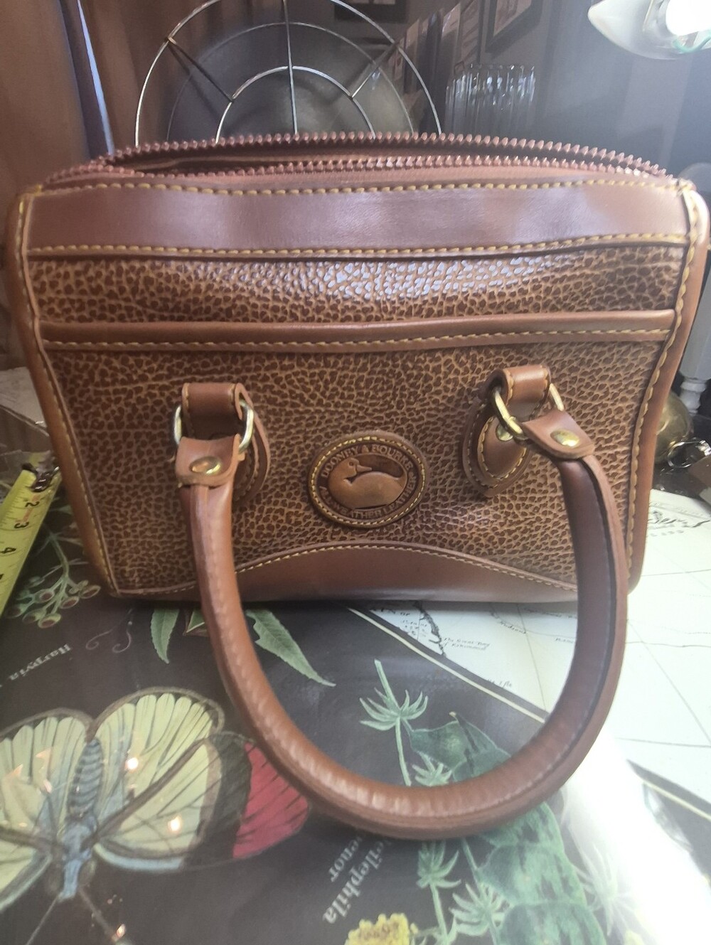 Dooney & Bourke Brown Pebbled Leather Satchel VINTAGE